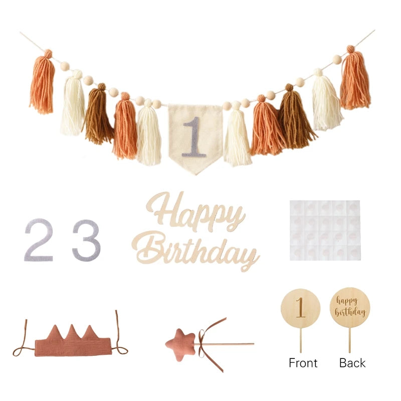 Baby Birthday Party Handmade Banner Tassel