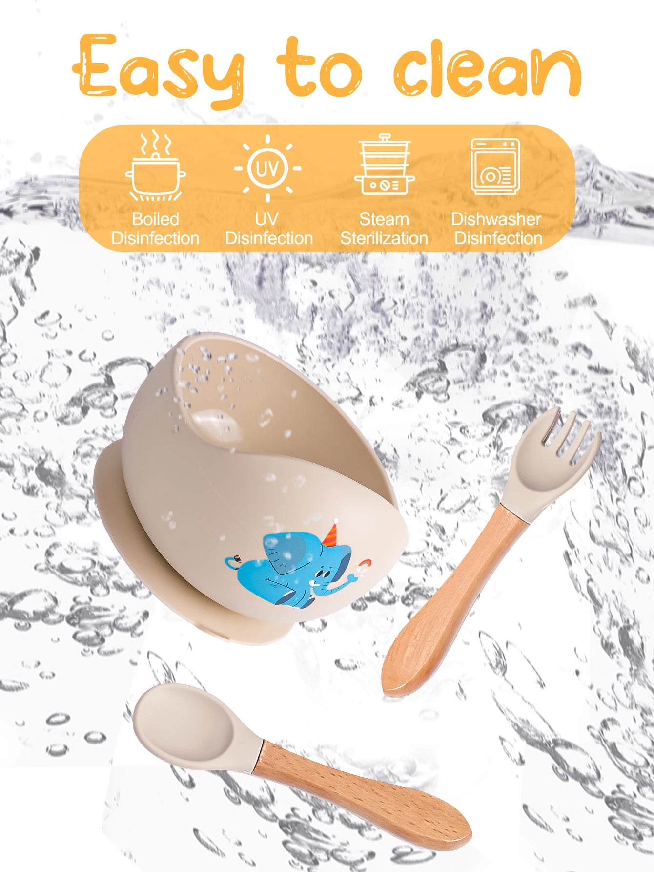 Meal Bowl Bib Fork Spoon Set