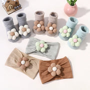 Flower Baby Headband Socks Set