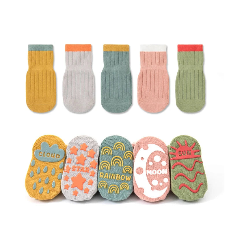 5pairs Casual Cute Knit Floor Socks