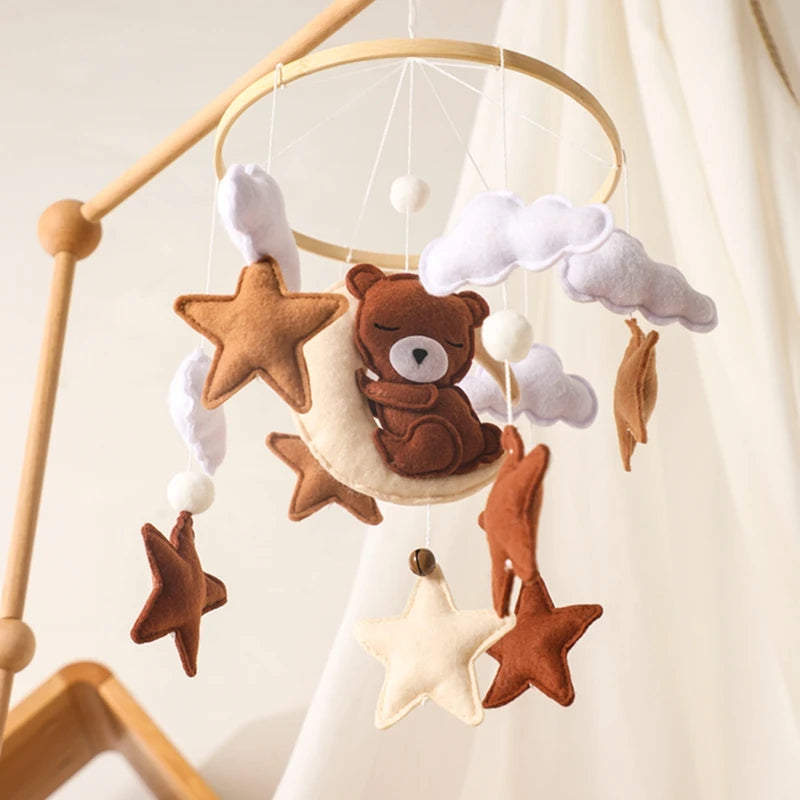 Baby Crib Wooden Bed Bell Rattle Toy