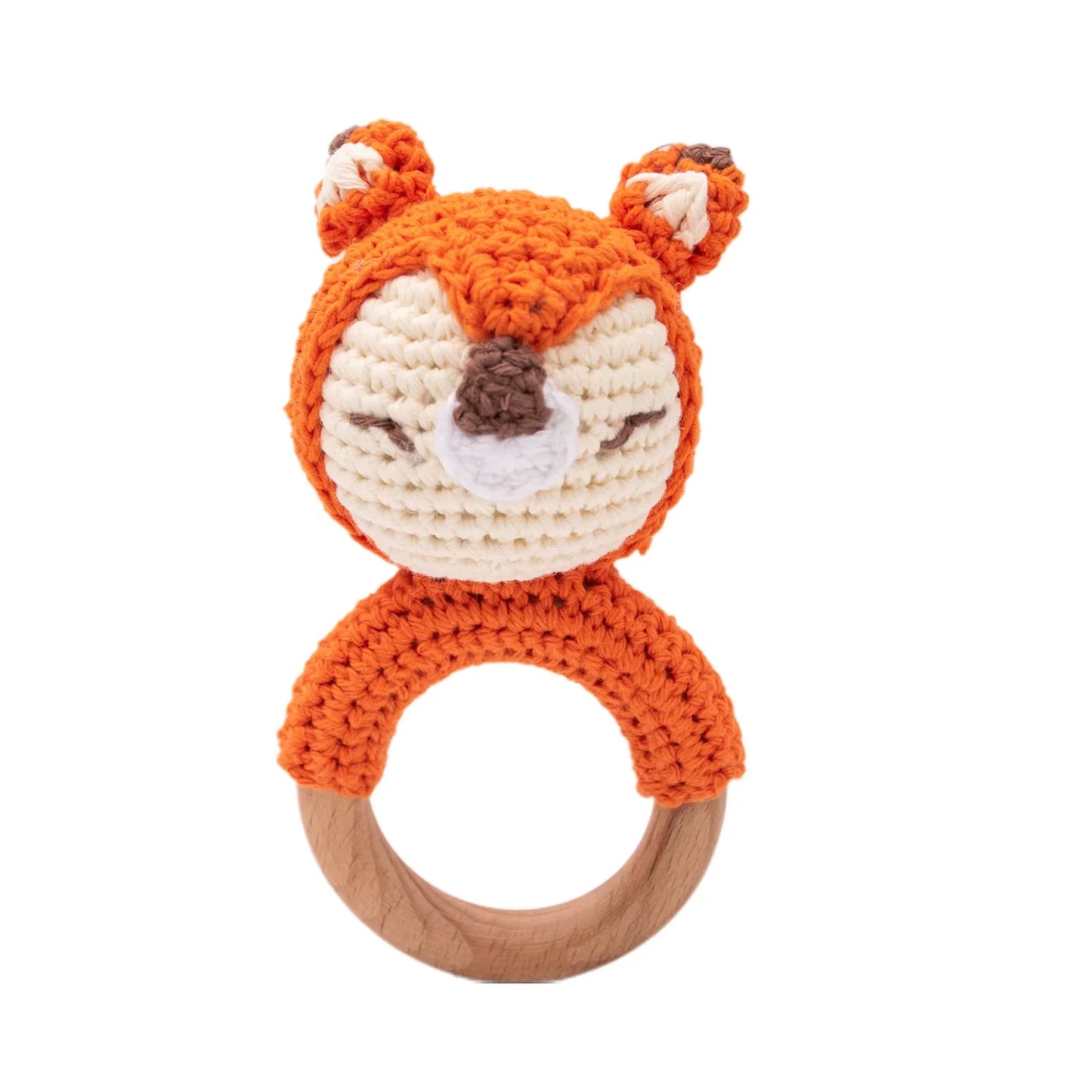 Crochet Rattle Wooden Teether Toy