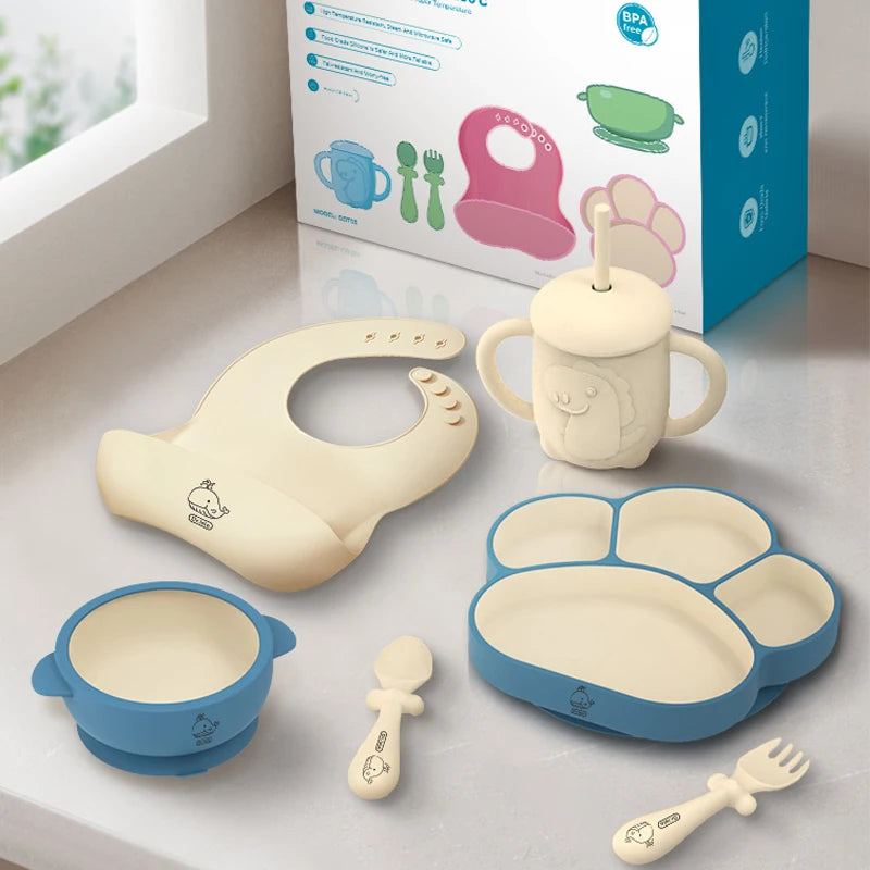 Baby Silicone Tableware Sucker Bowl Set