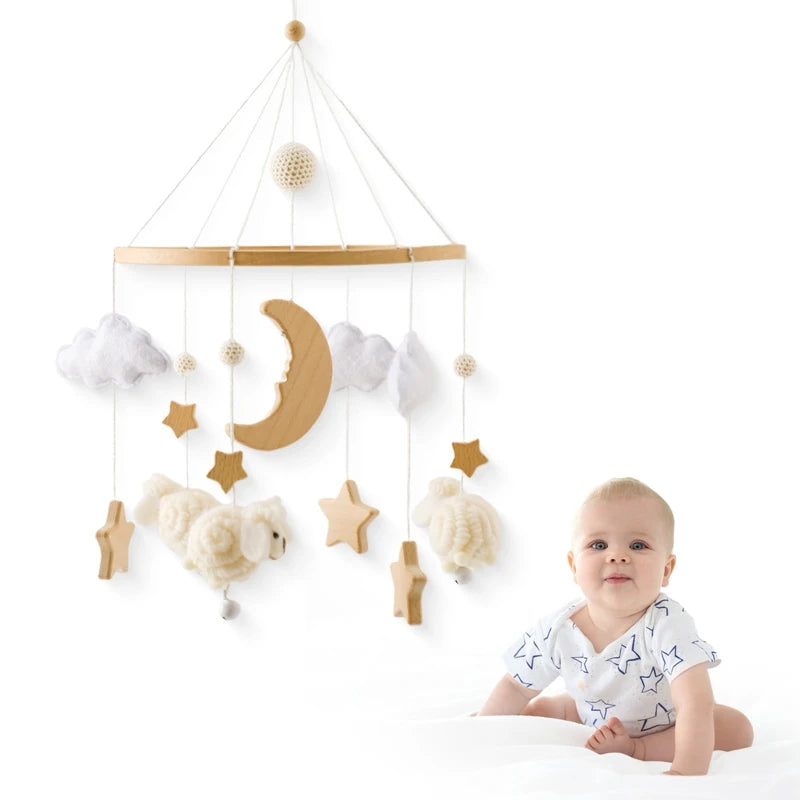 Baby Crib Wooden Bed Bell Rattle Toy