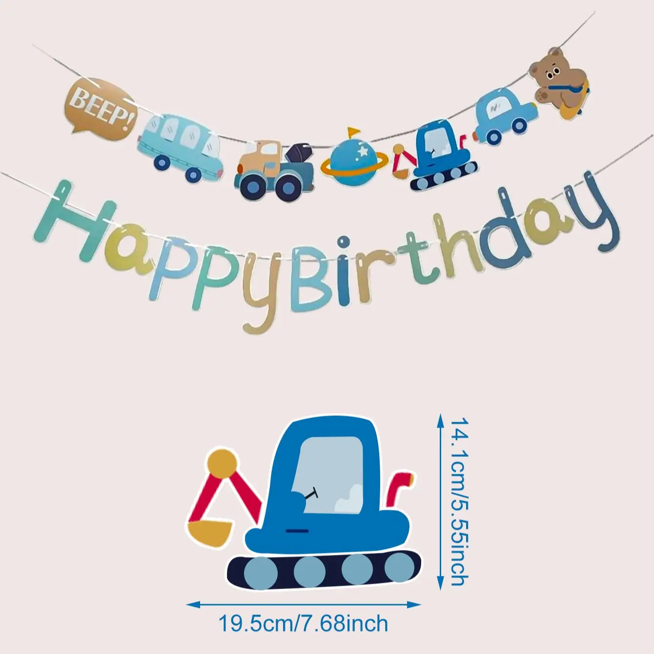 Blue Car Happy Birthday Banner