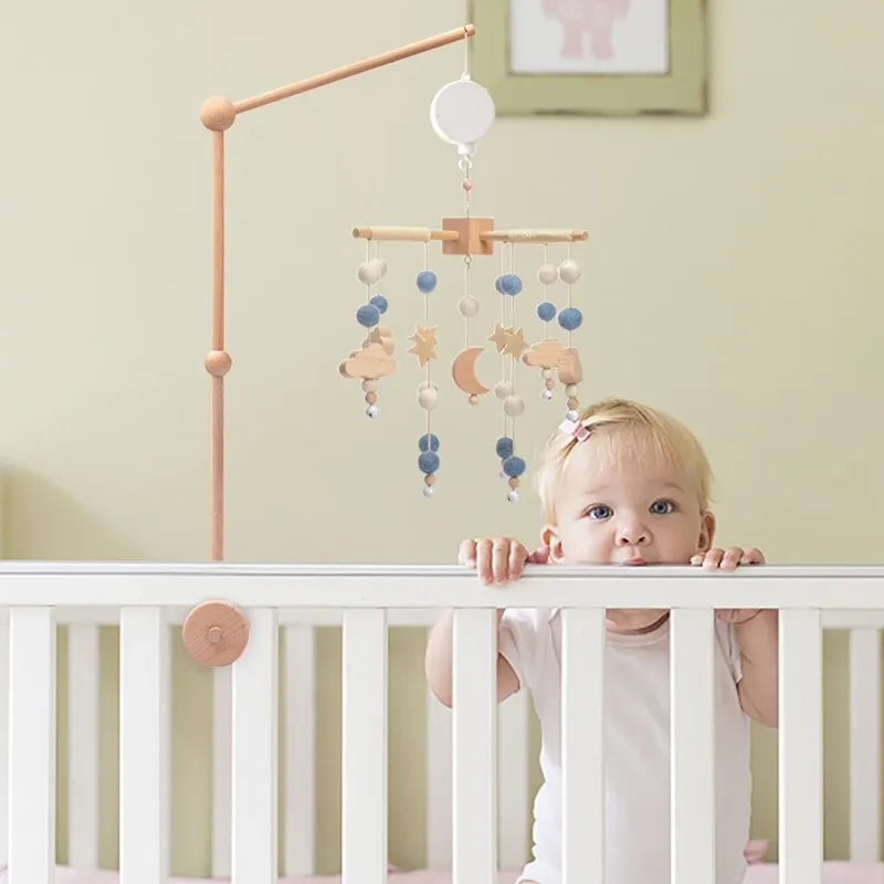 Baby Rattle Wooden Mobile Musical Bed Bell