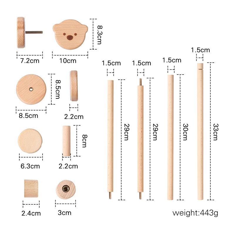 Crib Bell Toys Wooden Bracket