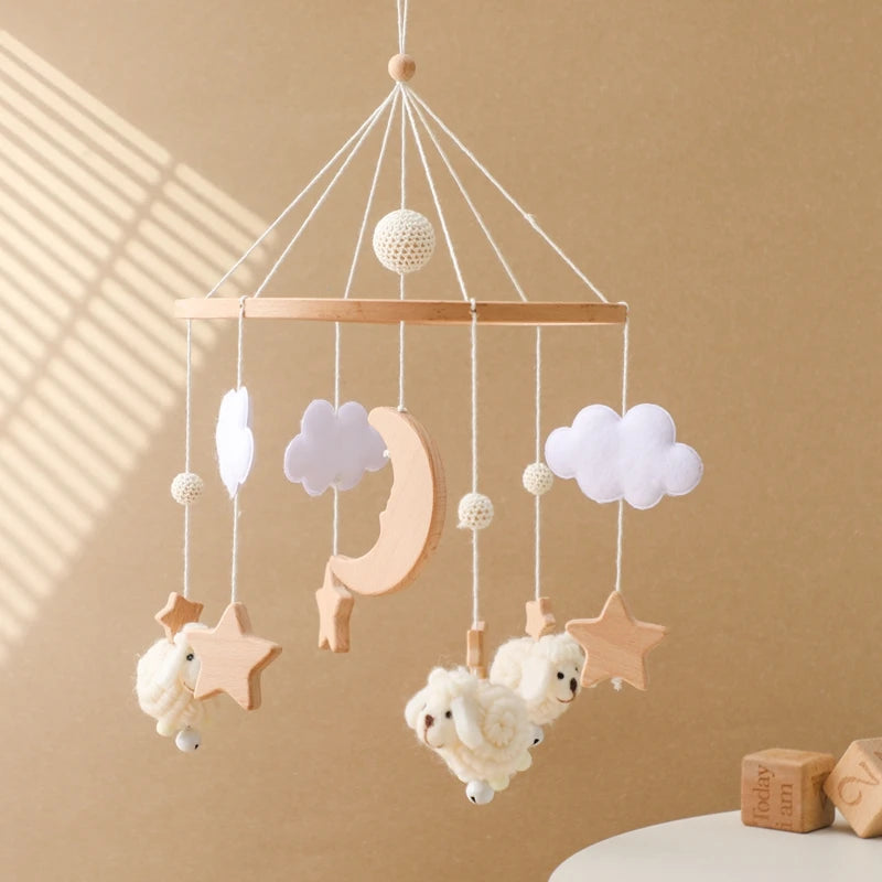 Baby Crib Wooden Bed Bell Rattle Toy