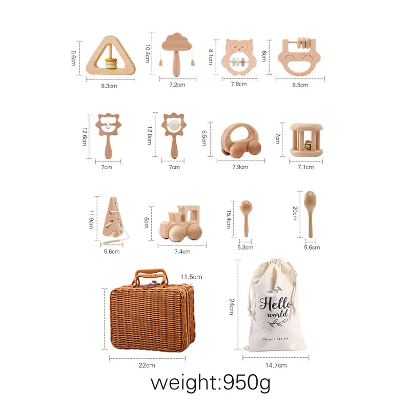 Rattle Crochet Elephant Teething Bracelet Gift Set