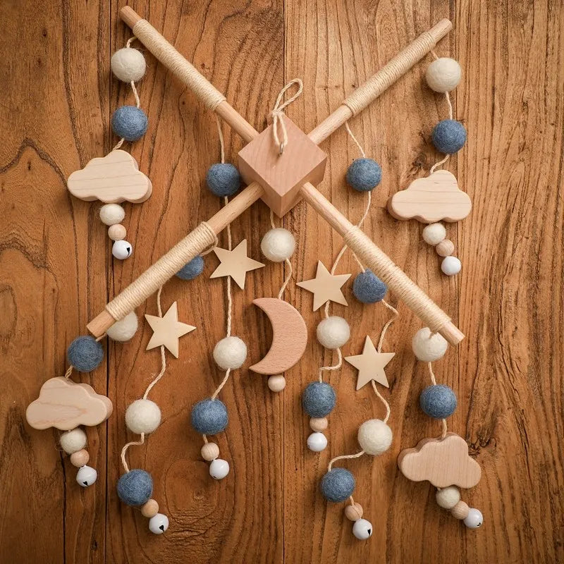 Baby Rattle Wooden Mobile Musical Bed Bell