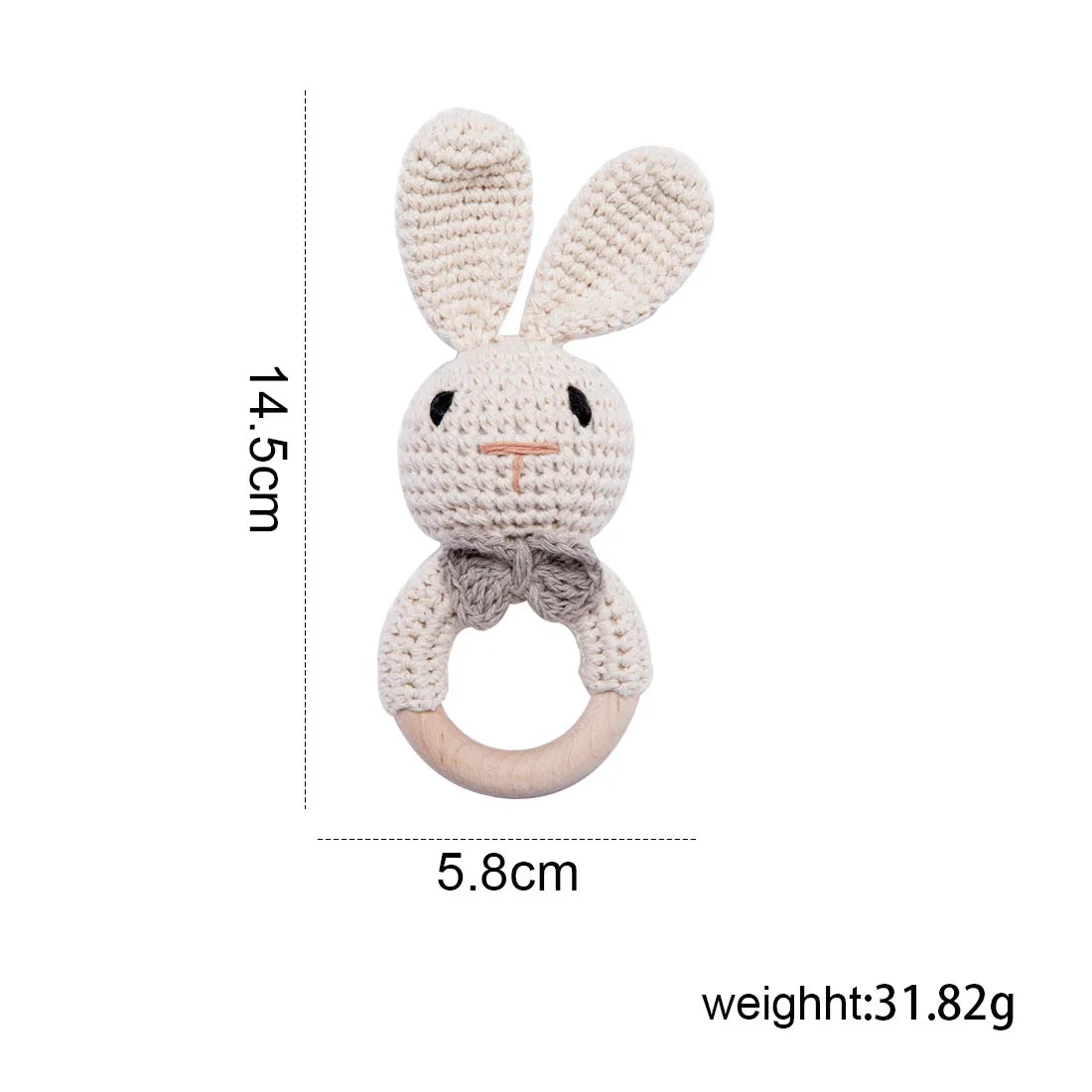 Crochet Rattle Wooden Teether Toy