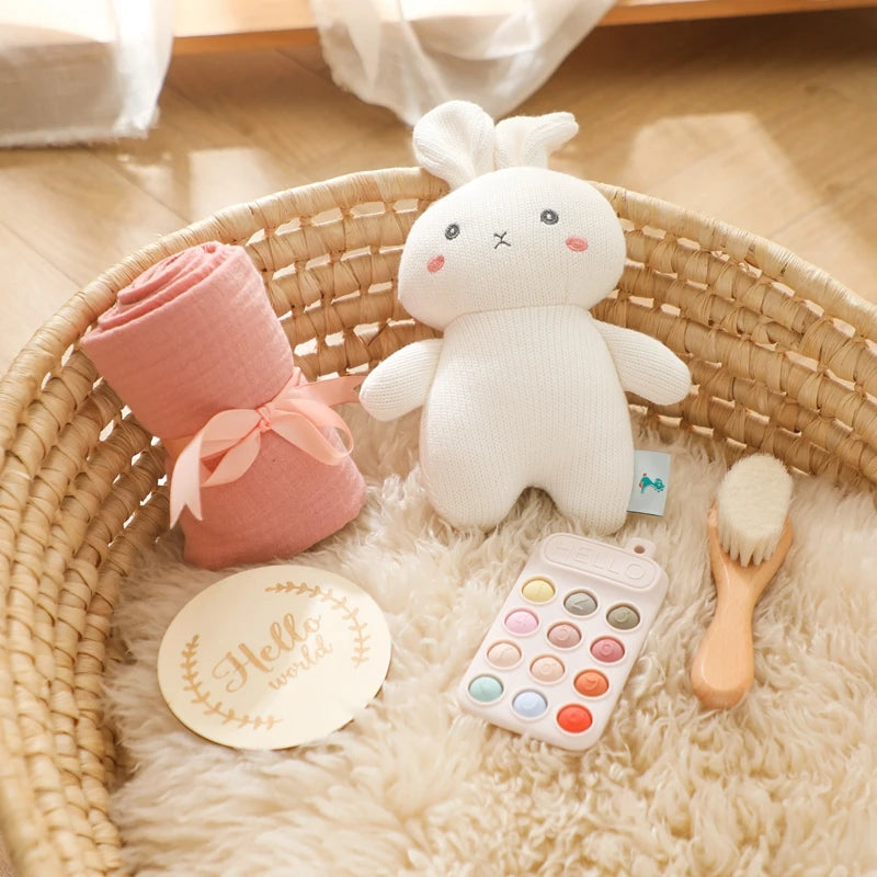 Milestone Card Crochet Rattle Teether Set