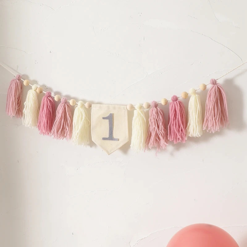 Baby Birthday Party Handmade Banner Tassel