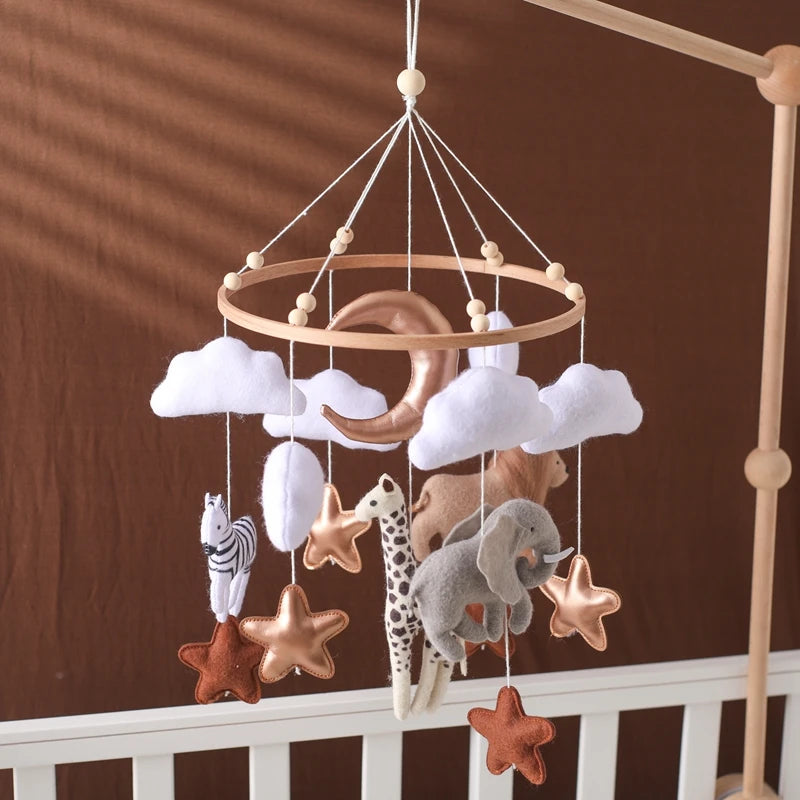 Baby Crib Wooden Bed Bell Rattle Toy
