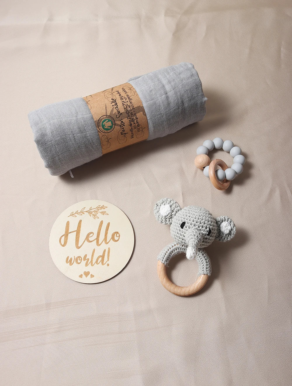 Baby Muslin Swaddle Rattle Baby Teether Set