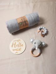Baby Muslin Swaddle Rattle Baby Teether Set