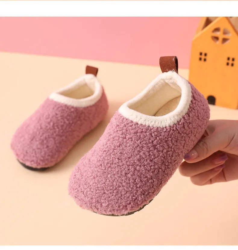 Solid Warm Kids Winter Home Shoes