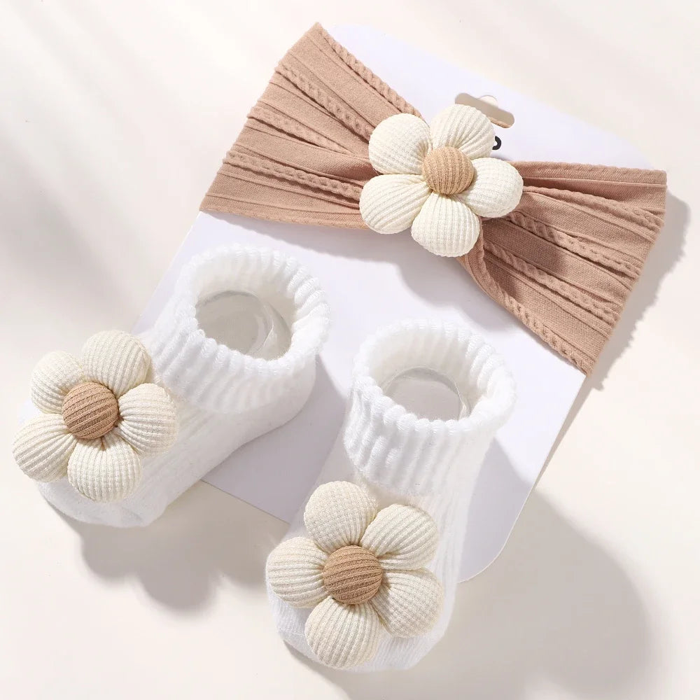 Flower Baby Headband Socks Set