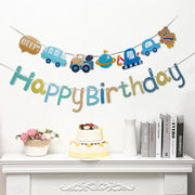 Blue Car Happy Birthday Banner