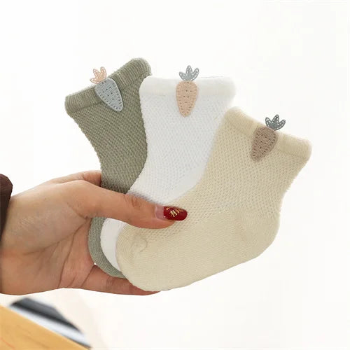 3Pairs Cotton Solid Casual Toddler Socks