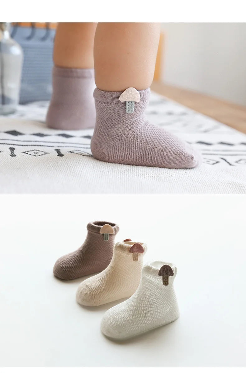 3Pairs Cotton Solid Casual Toddler Socks