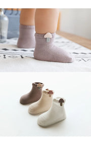 3Pairs Cotton Solid Casual Toddler Socks