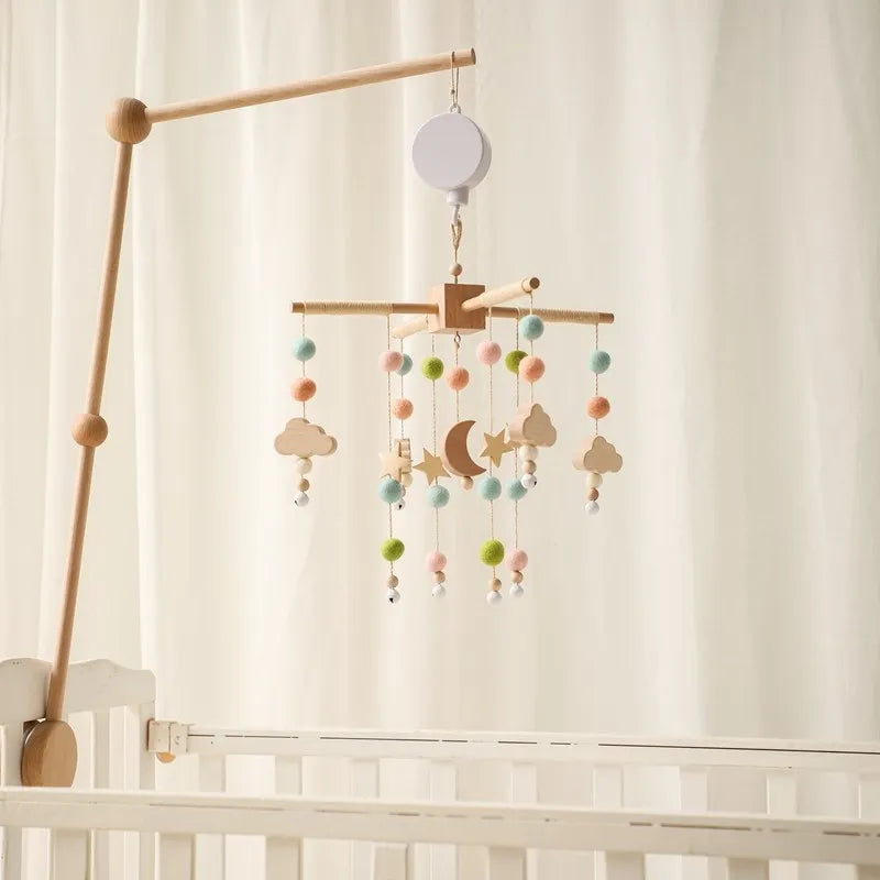 Baby Rattle Wooden Mobile Musical Bed Bell