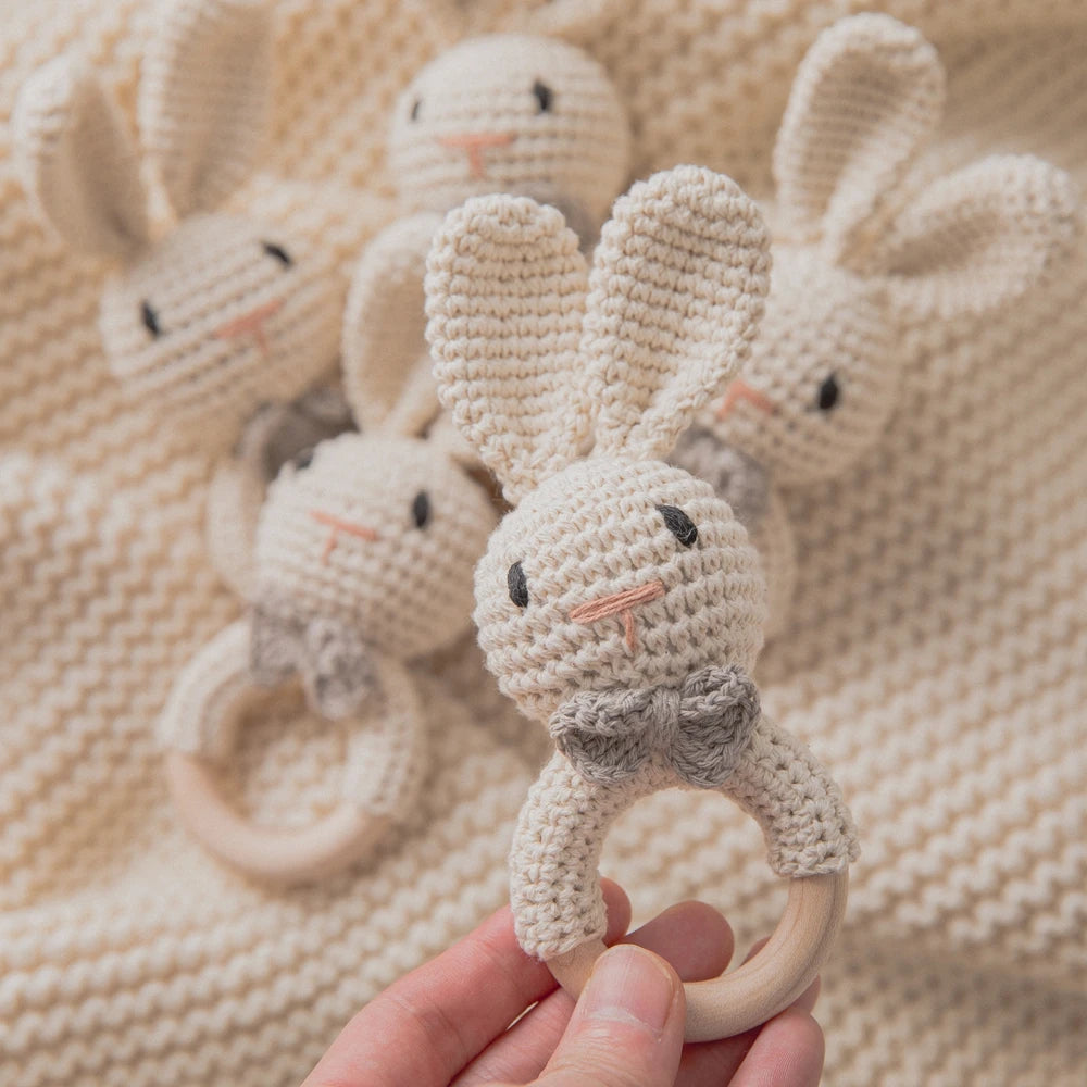 Crochet Rattle Wooden Teether Toy