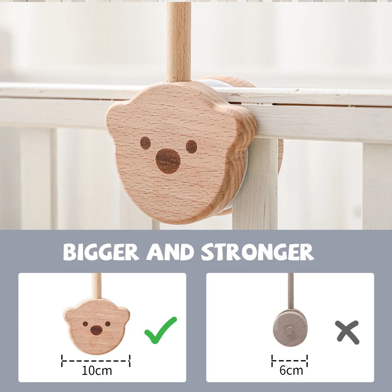 Crib Bell Toys Wooden Bracket