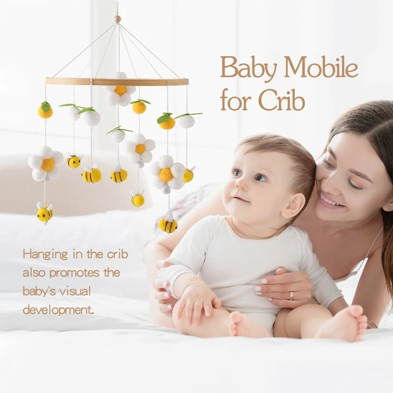 Baby Rattle Wooden Mobile Musical Bed Bell