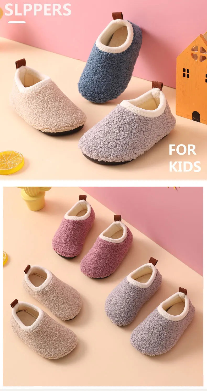 Solid Warm Kids Winter Home Shoes