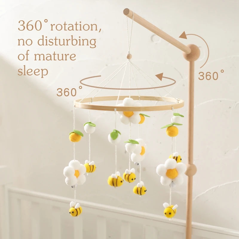 Baby Rattle Wooden Mobile Musical Bed Bell