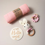 Baby Muslin Swaddle Rattle Baby Teether Set
