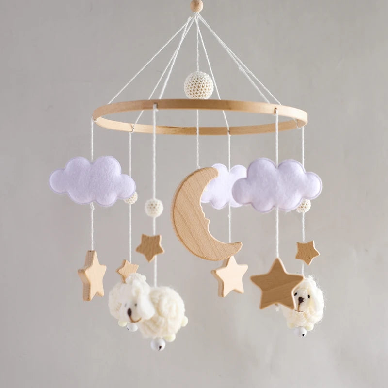 Baby Crib Wooden Bed Bell Rattle Toy