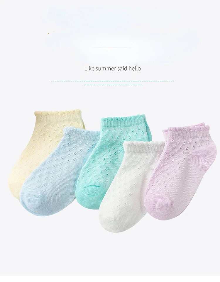 5 Pairs Tube Mesh Lace  Socks