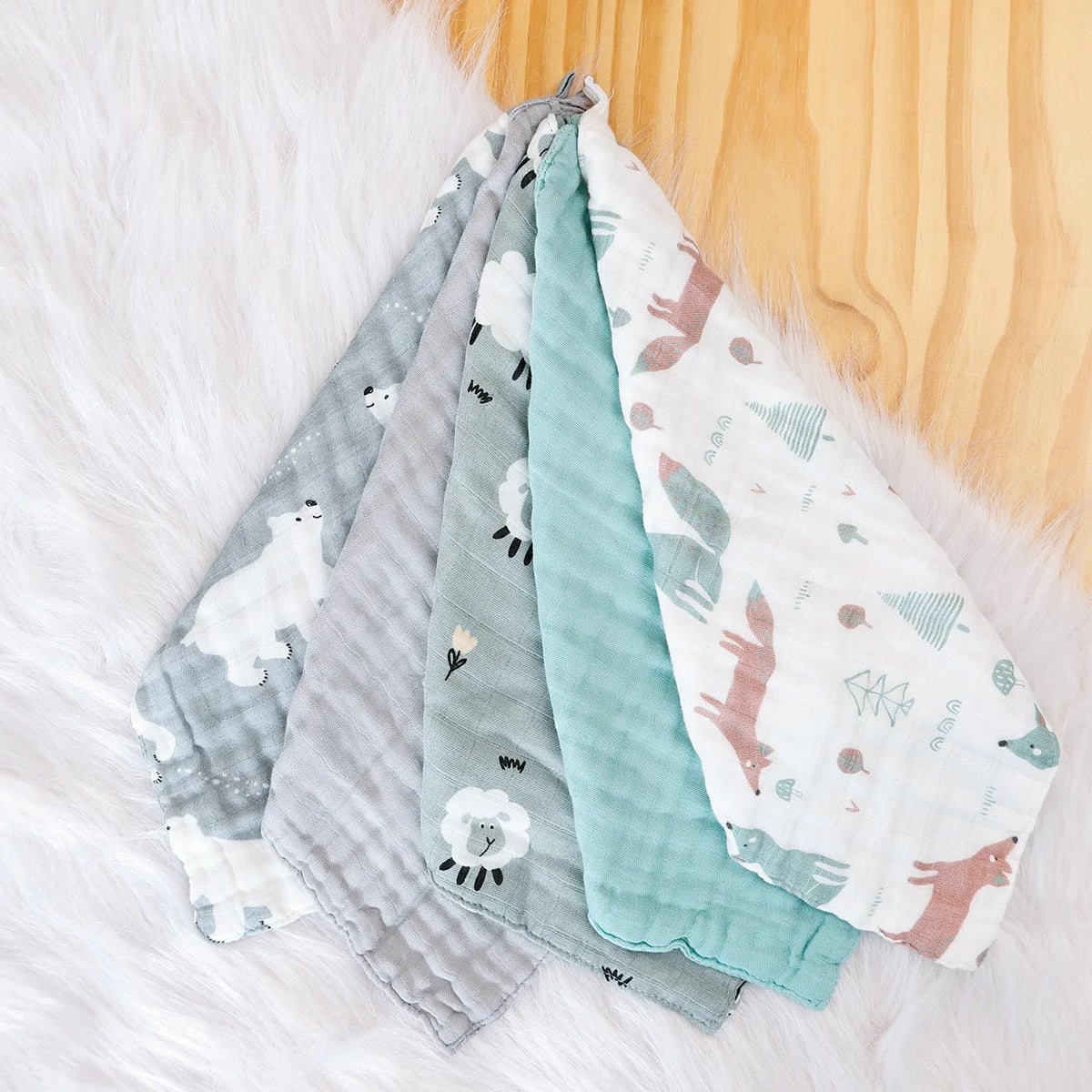 5PCS Set Bamboo Cotton Face Towel