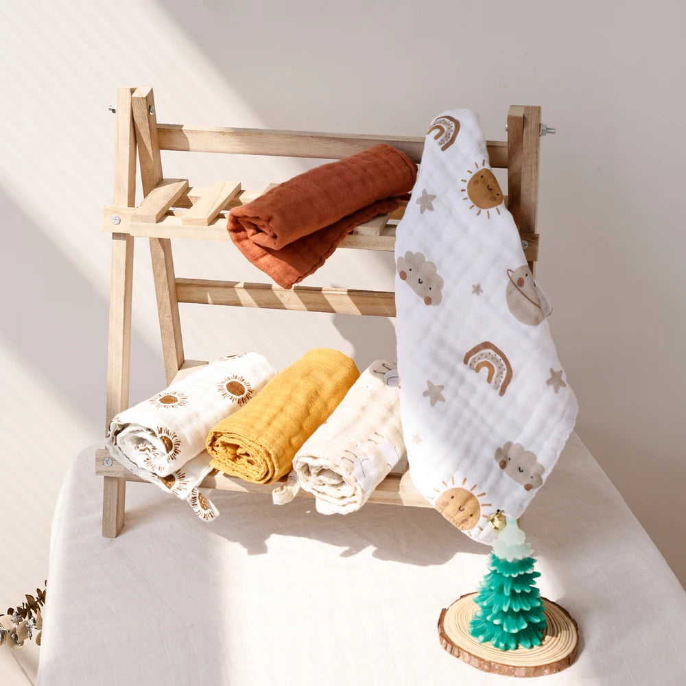 5PCS Set Bamboo Cotton Face Towel