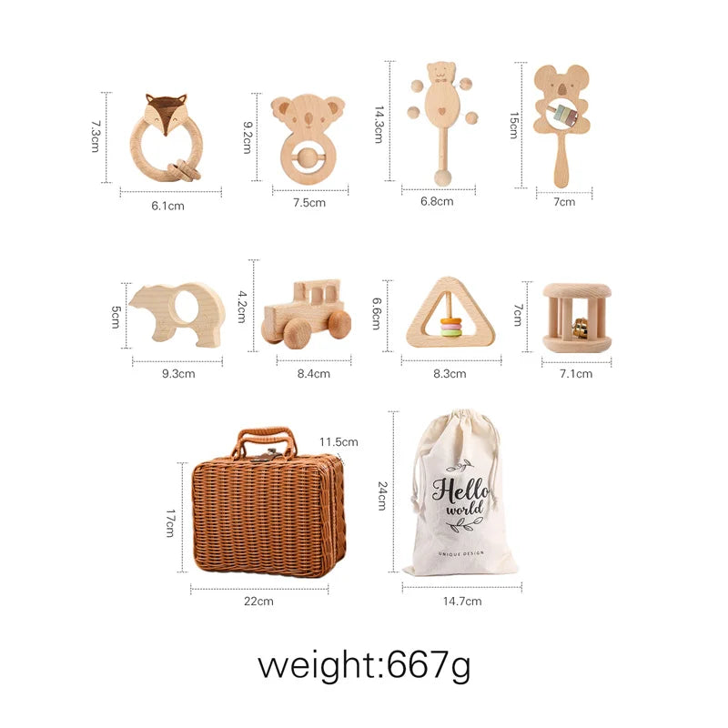 Rattle Crochet Elephant Teething Bracelet Gift Set