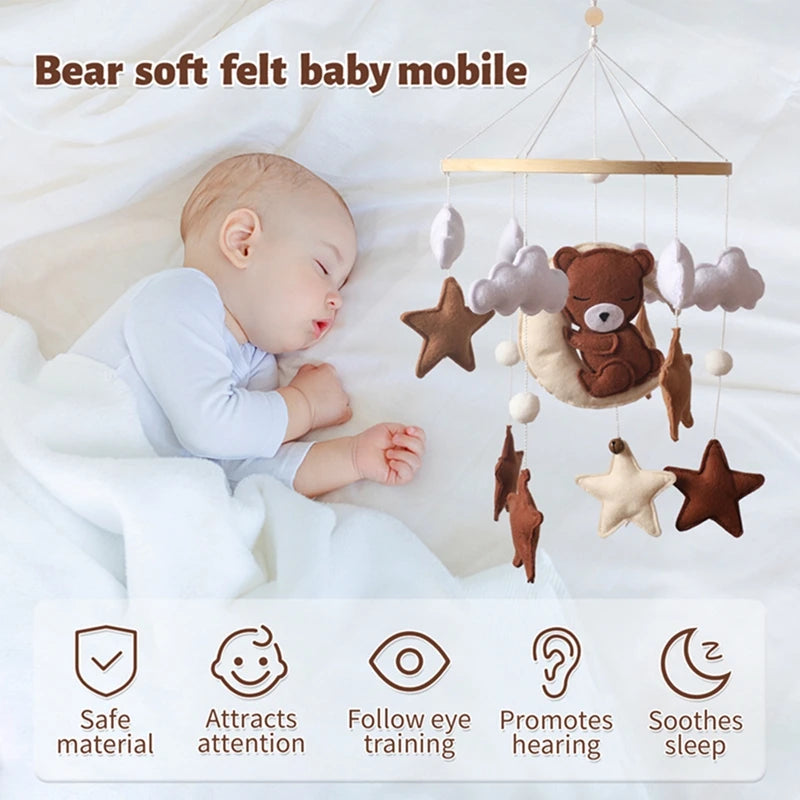 Baby Crib Wooden Bed Bell Rattle Toy